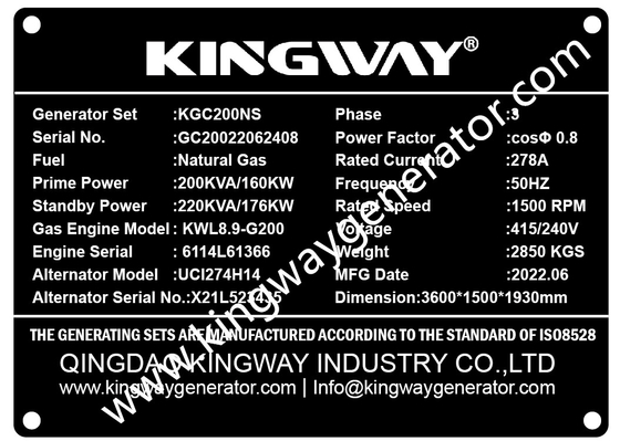 Kingway LPG молчаливое 120KW 150KVA   Набор генератора пропана